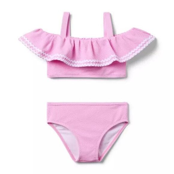 Janie and Jack Recycled Ric Rac Ruffle 2-Piece Swimsuit size 10 - Picture 1 of 7